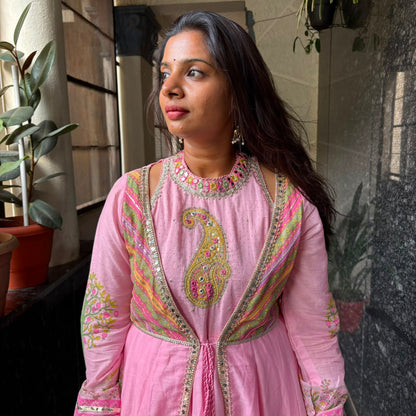 Paisley Embroidered Anarkali Frock with Jacket