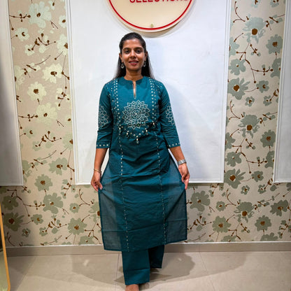 Bandhej Cotton Kurta Set with Dupatta